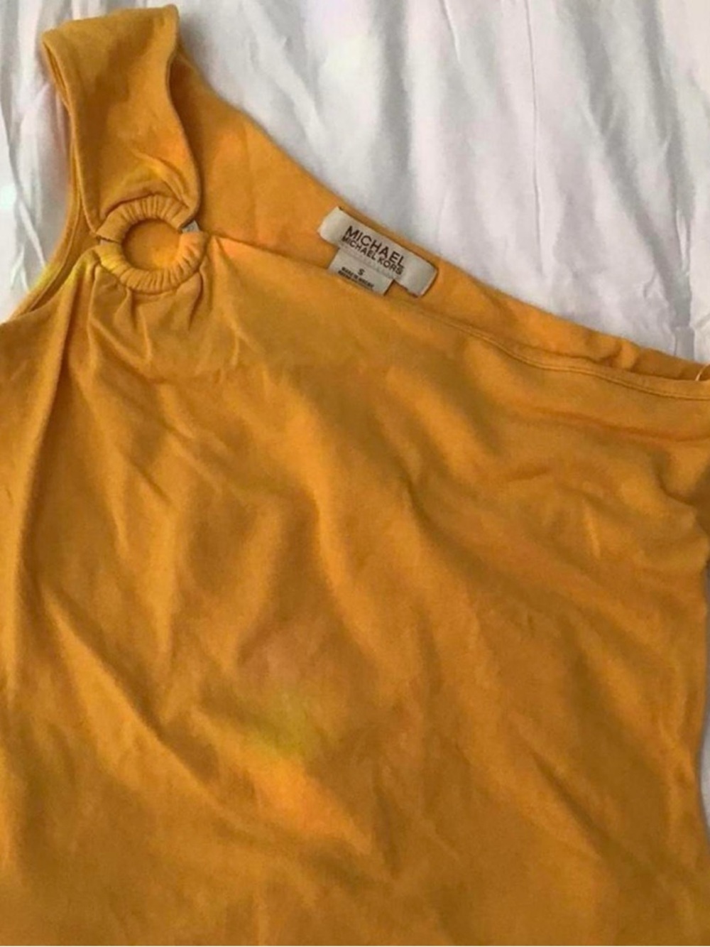 Michael Kors One-Shoulder Ring Detail Tank in Mustard